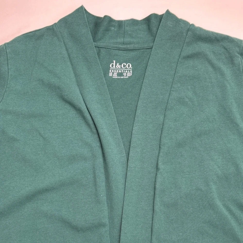 d&co. Women Open Front Shawl Collar Cardigan Forest Green Size 1XP Dark Academia